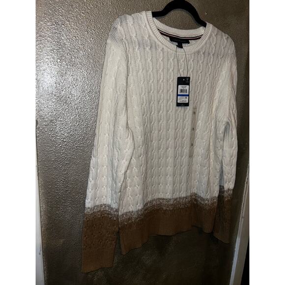 Tommy Hilfiger Cable Chain Sweater White / Tan XL New With Tags Preppy Casual - Picture 4 of 9